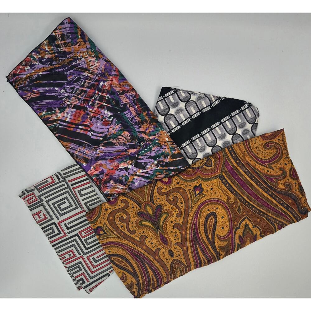 Four Retro Pocket Squares with Fun Patterns